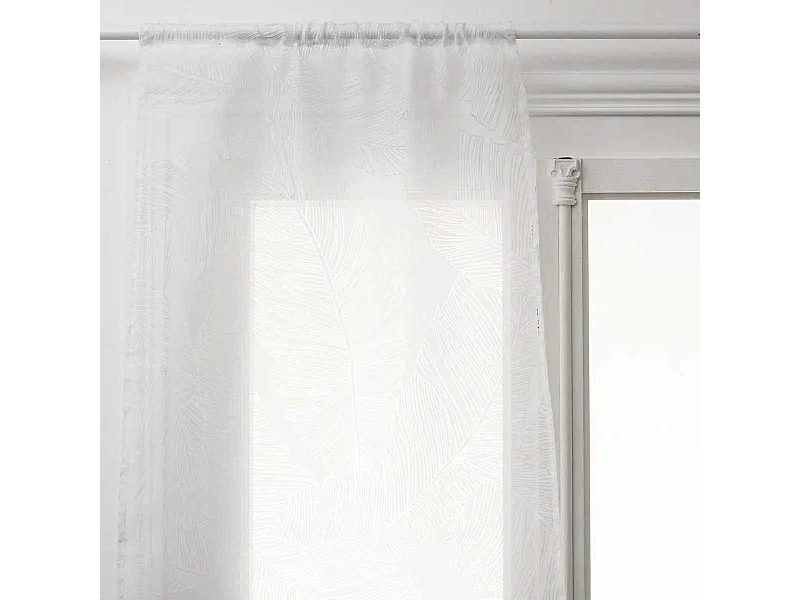 Paire de Voilages "Feuille" 60x90cm Blanc