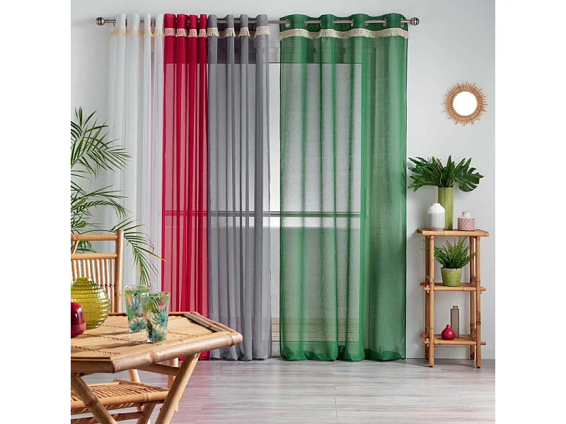 Rideau Voilage à Œillets "Frangy" 140x240cm Gris