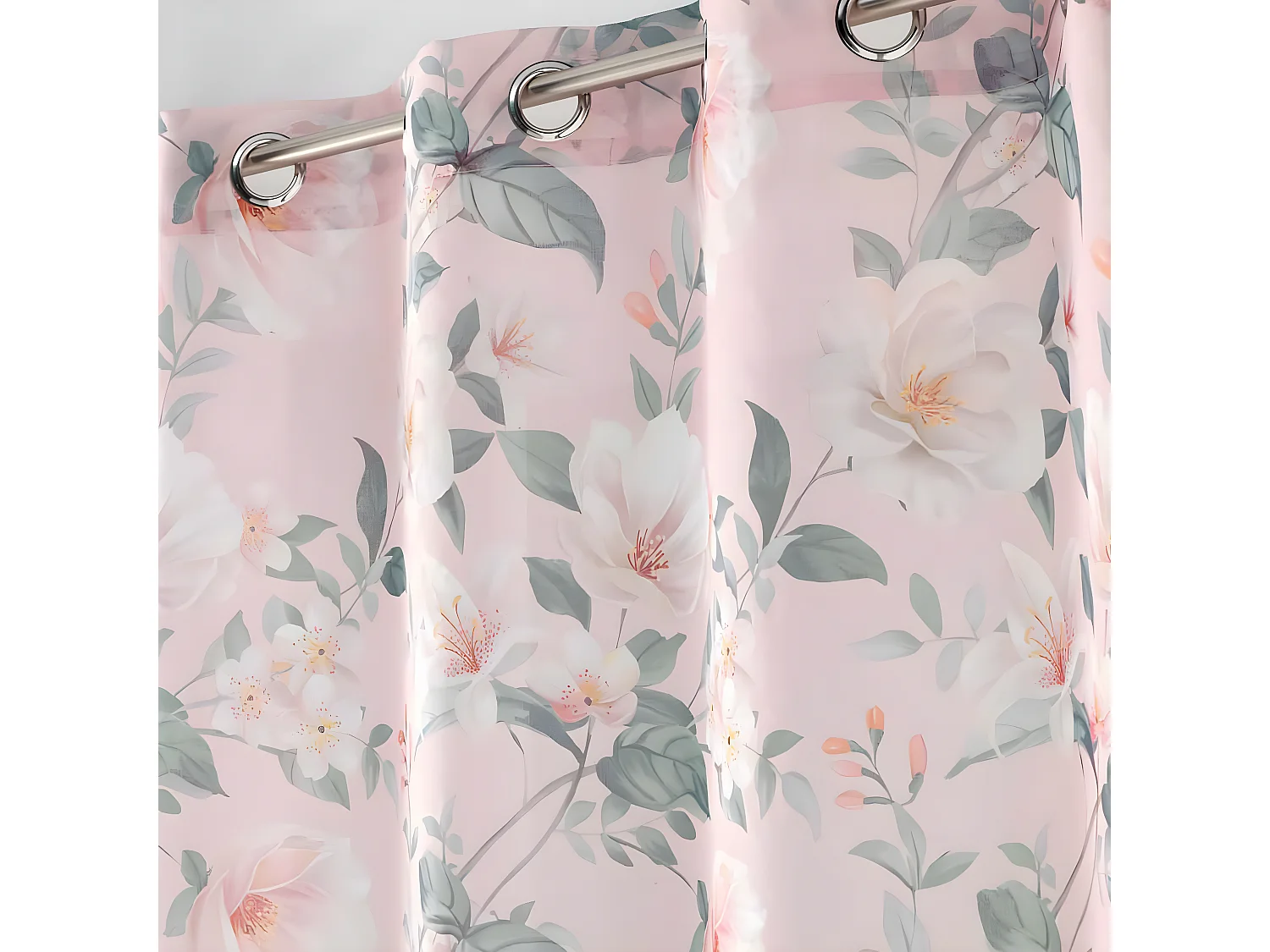 Rideau Voilage Imprimé "Alissia" 140x240cm Rose