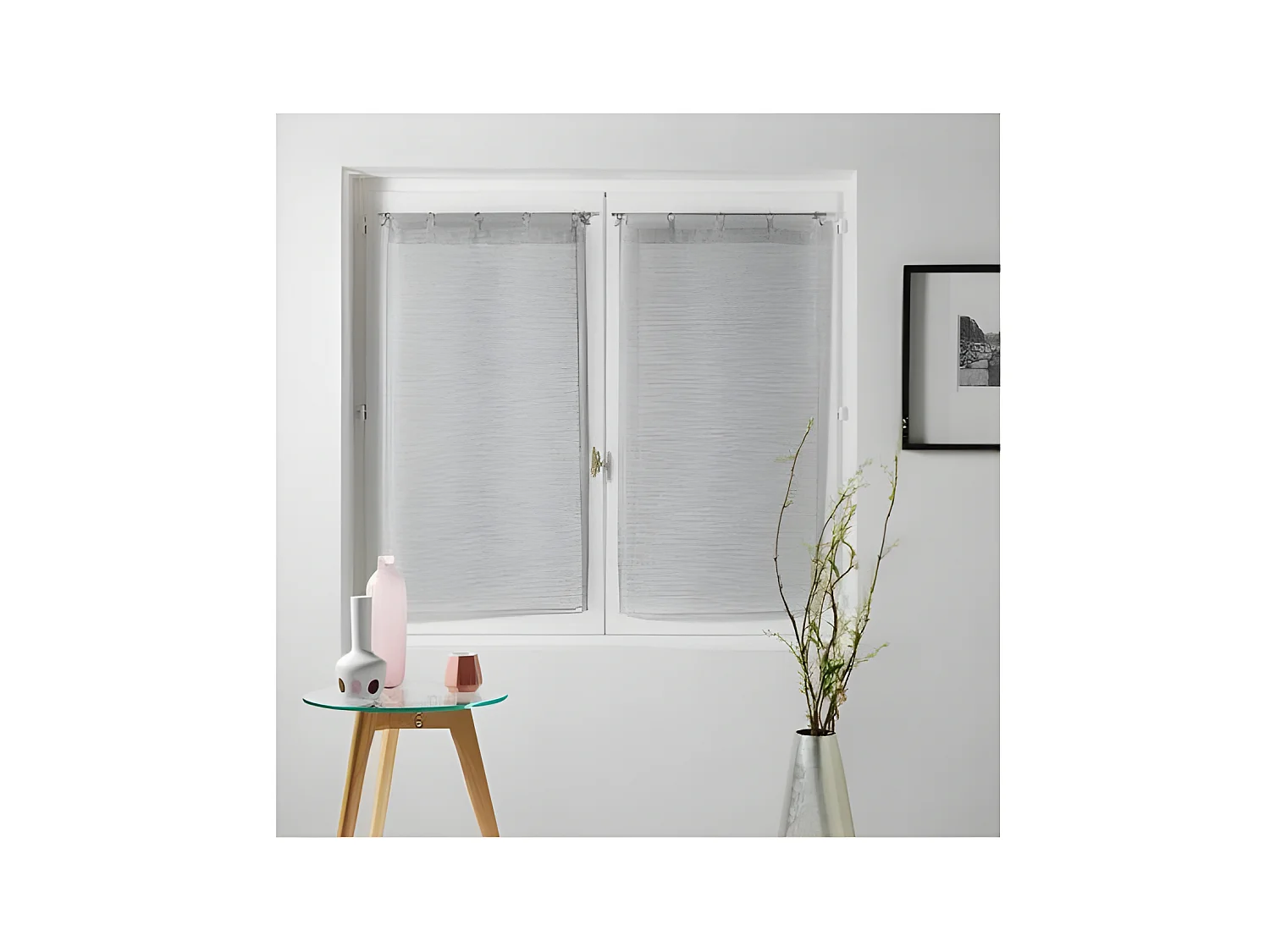 Paire De Voilages "Milza" 60x90cm Gris