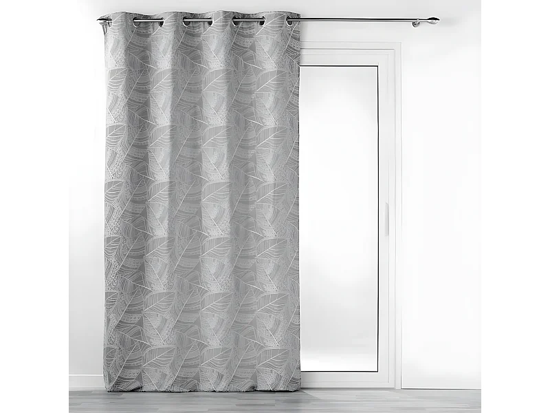 Rideau à Œillets Jacquard "Floriss" 140x260cm Gris