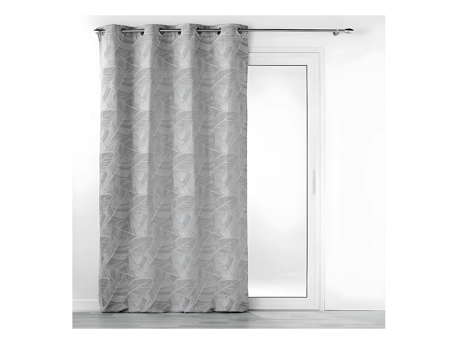 Rideau à Œillets Jacquard "Floriss" 140x260cm Gris