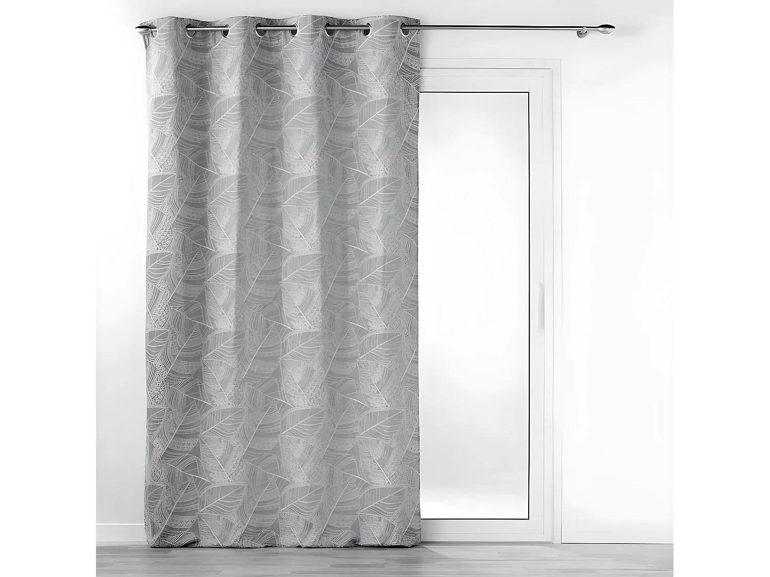 Rideau à Œillets Jacquard "Floriss" 140x260cm Gris