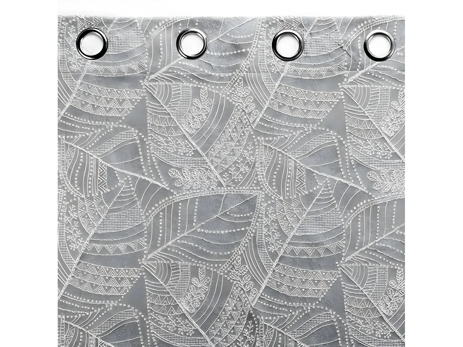 Rideau à Œillets Jacquard "Floriss" 140x260cm Gris