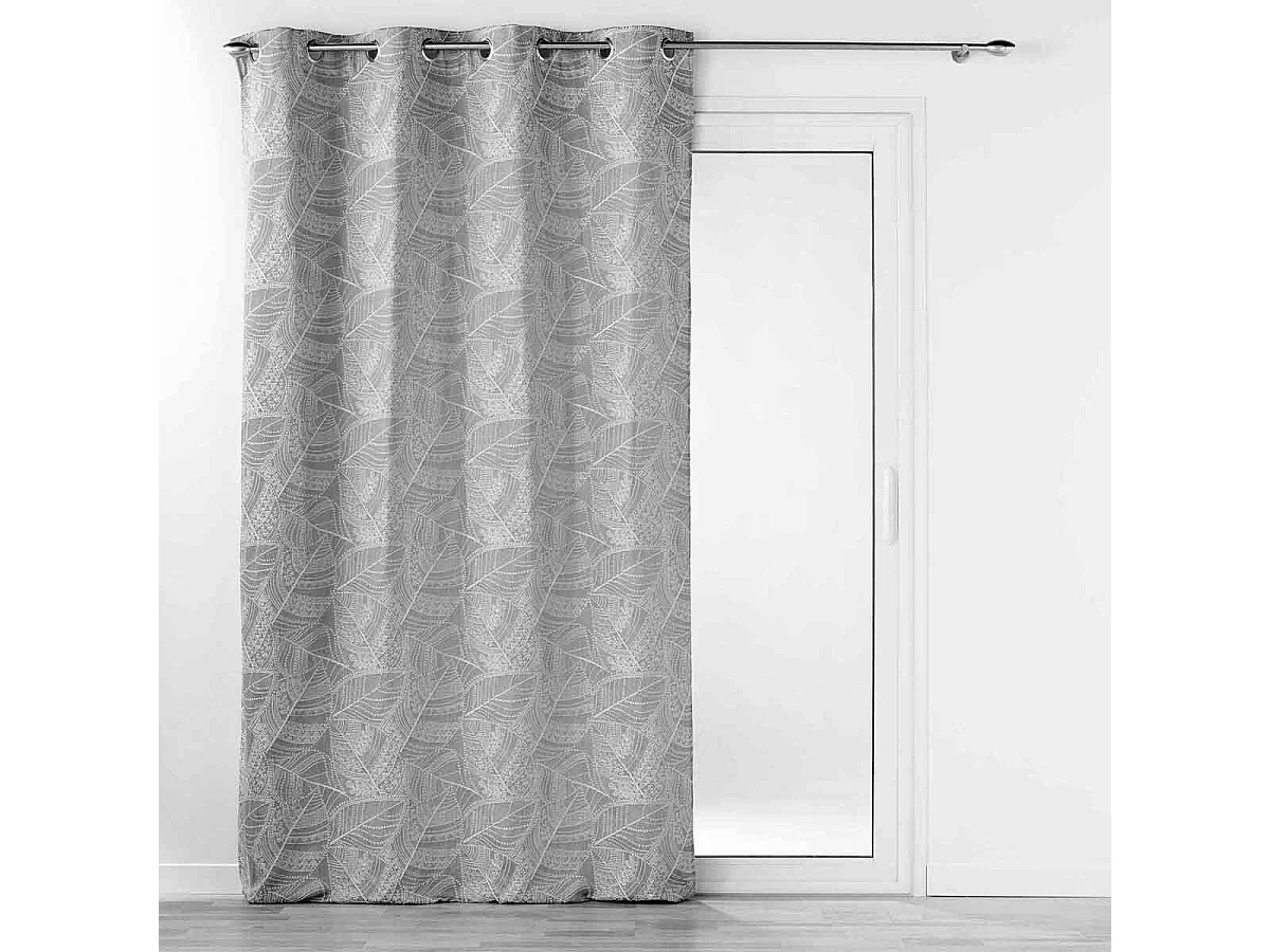 Rideau à Œillets Jacquard "Floriss" 140x260cm Gris