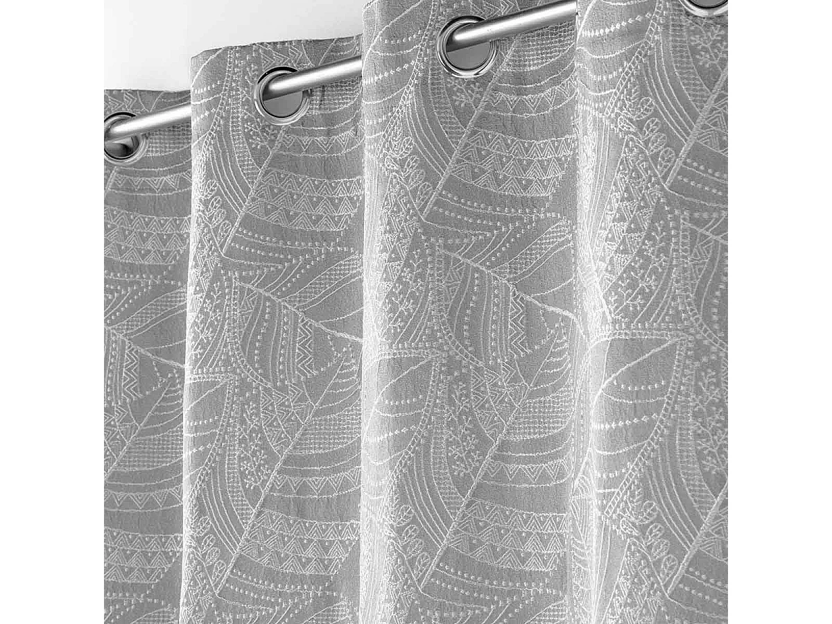 Rideau à Œillets Jacquard "Floriss" 140x260cm Gris