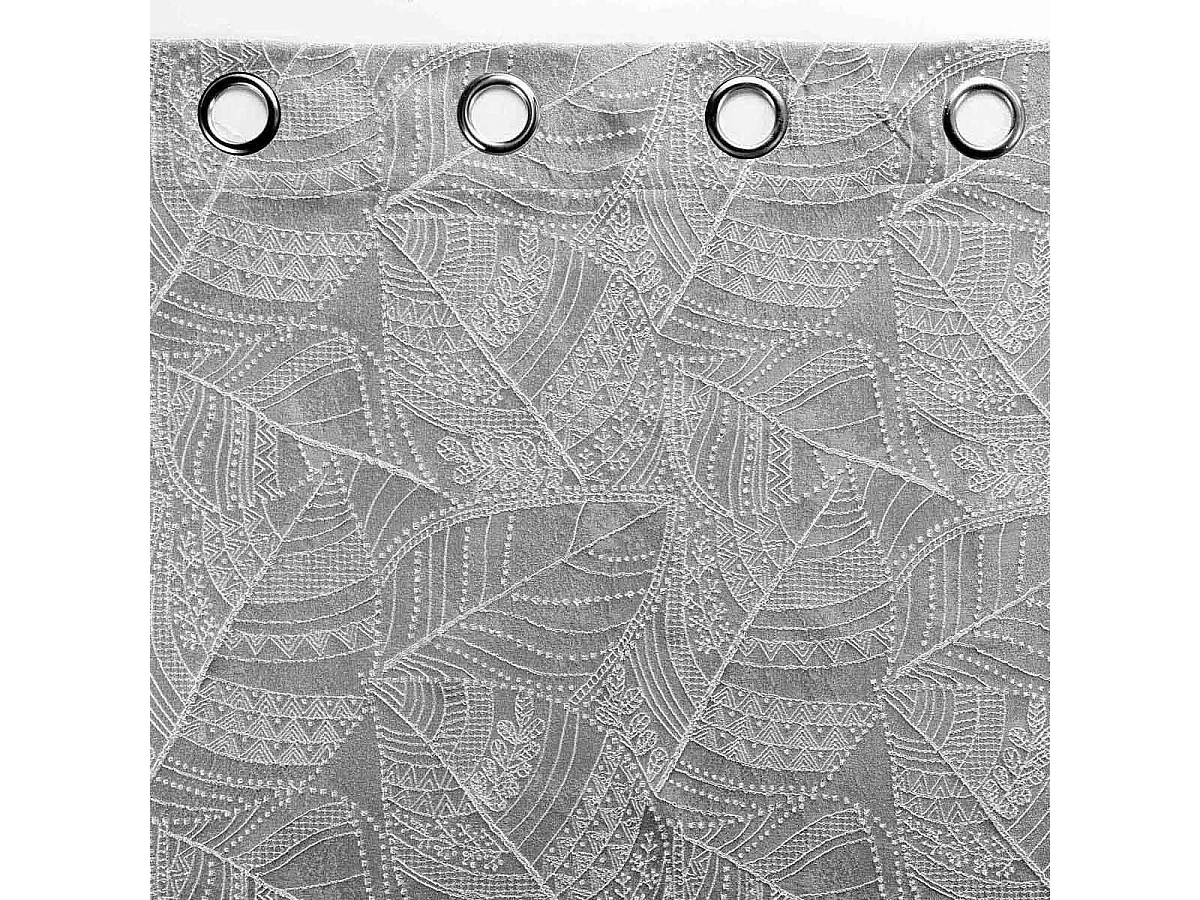 Rideau à Œillets Jacquard "Floriss" 140x260cm Gris