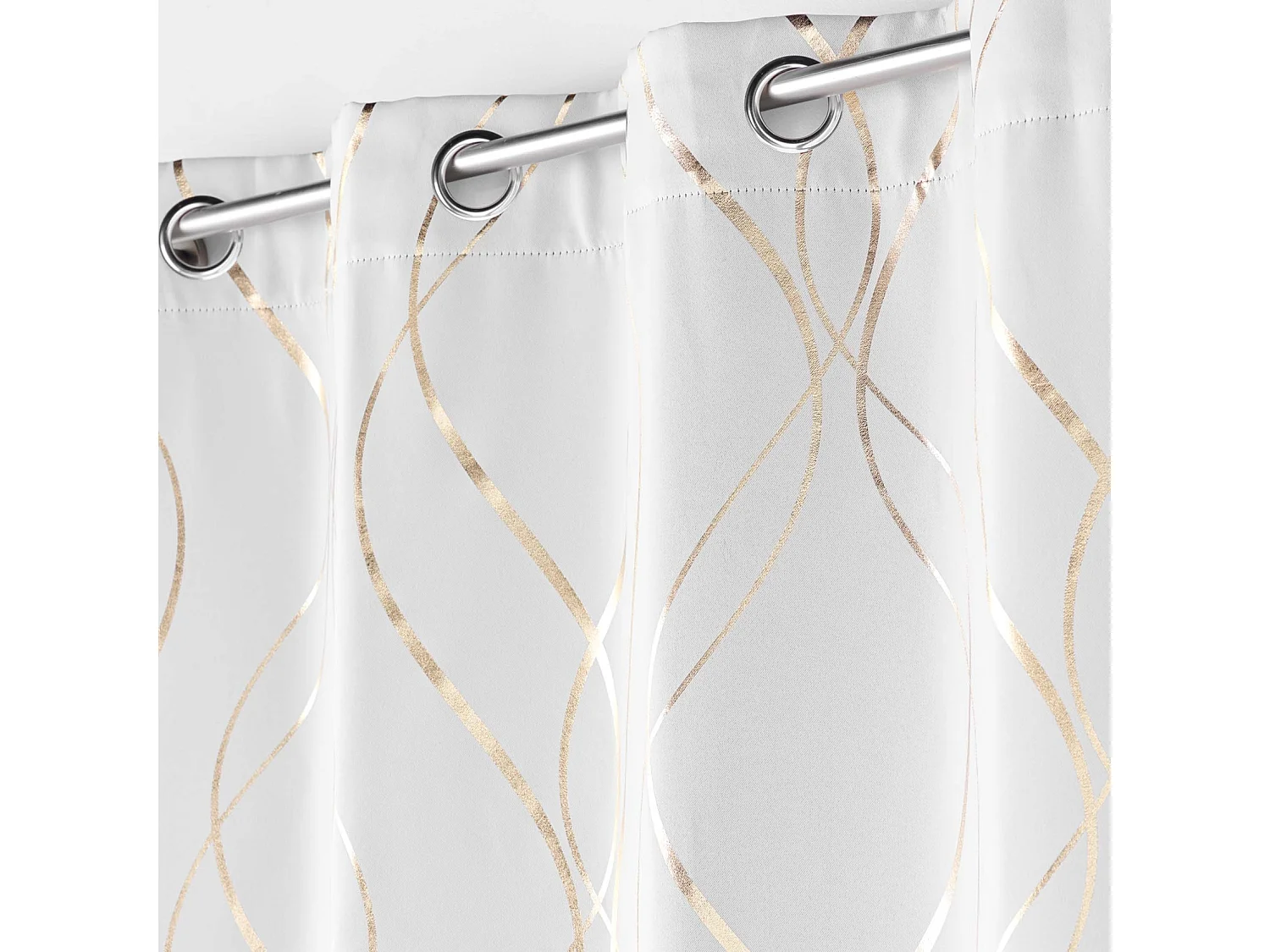 Rideau Occultant "Élise" 135x240cm Blanc & Or
