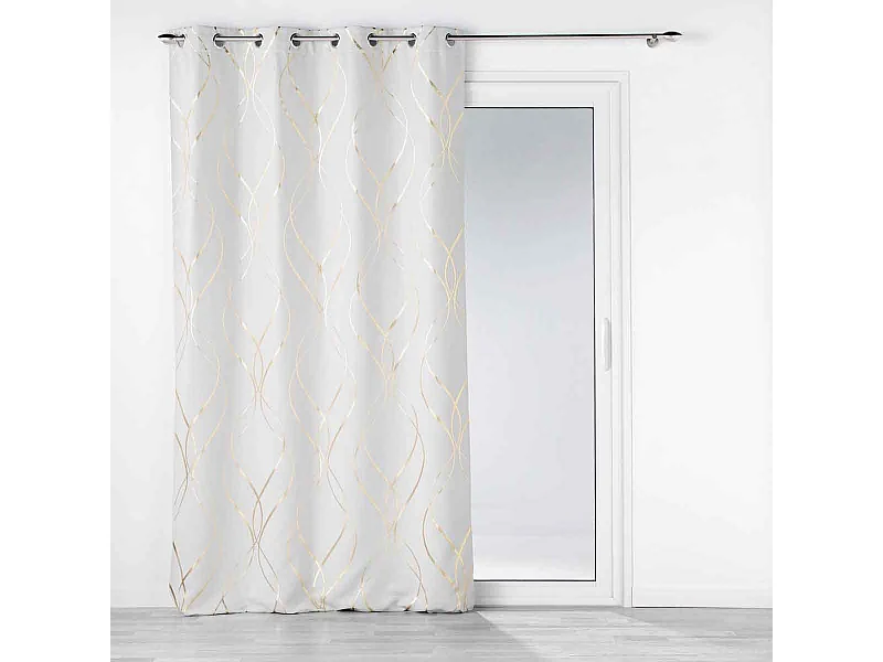 Rideau Occultant "Élise" 135x240cm Blanc & Or