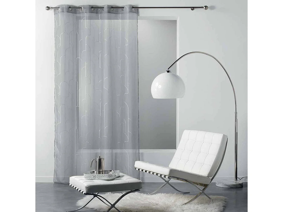 Rideau Voilage à Œillets "Domea" 140x240cm Gris