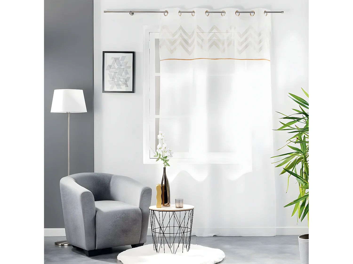 Rideau Voilage à Œillets "Levi" 140x240cm Or