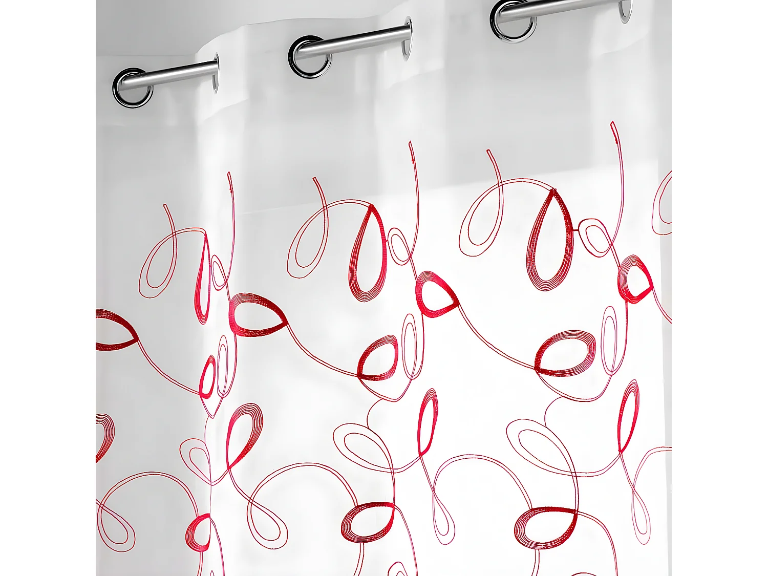 Rideau Voilage à Œillets "Hoops" 140x240cm Rouge