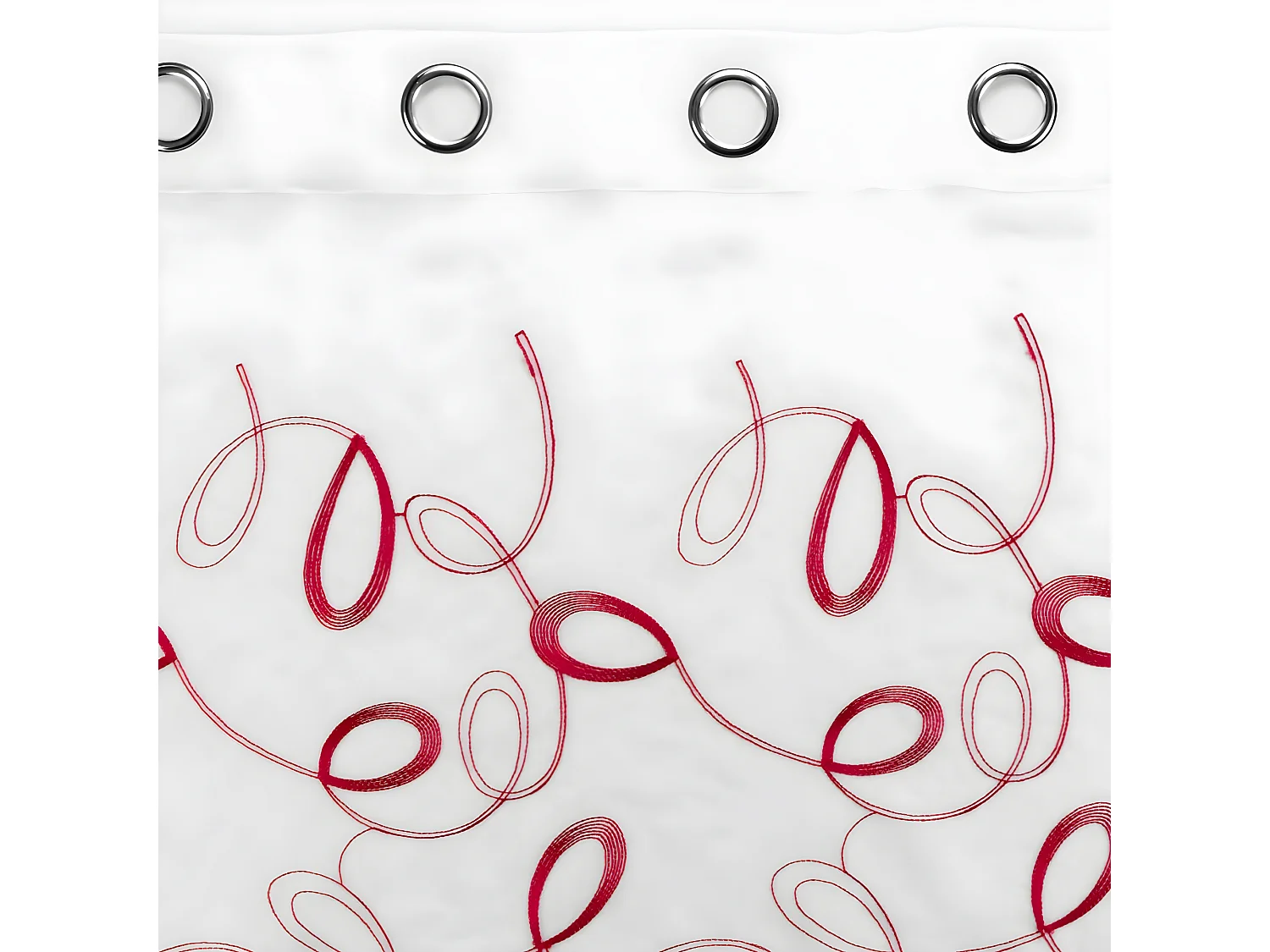 Rideau Voilage à Œillets "Hoops" 140x240cm Rouge