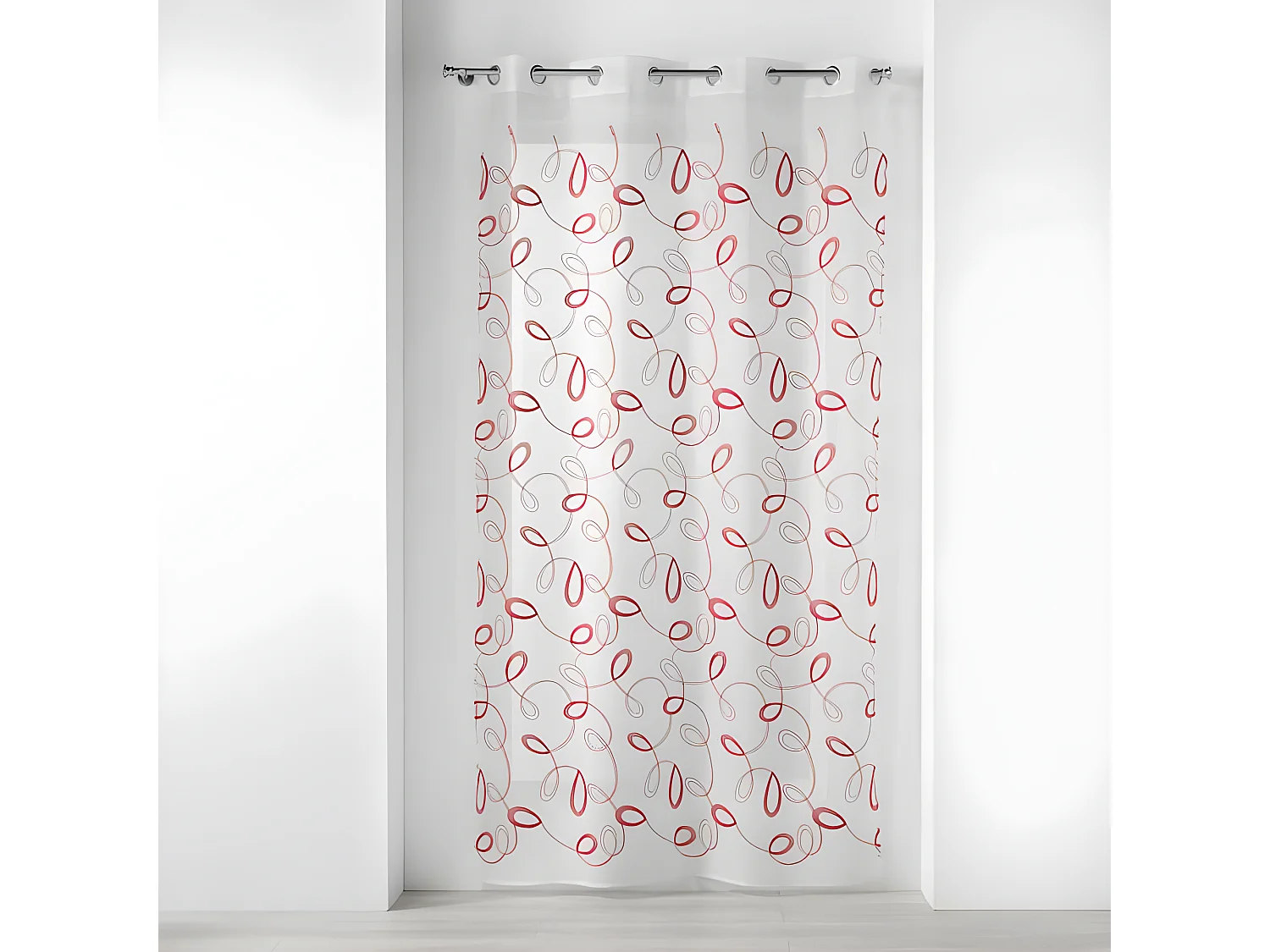 Rideau Voilage à Œillets "Hoops" 140x240cm Rouge