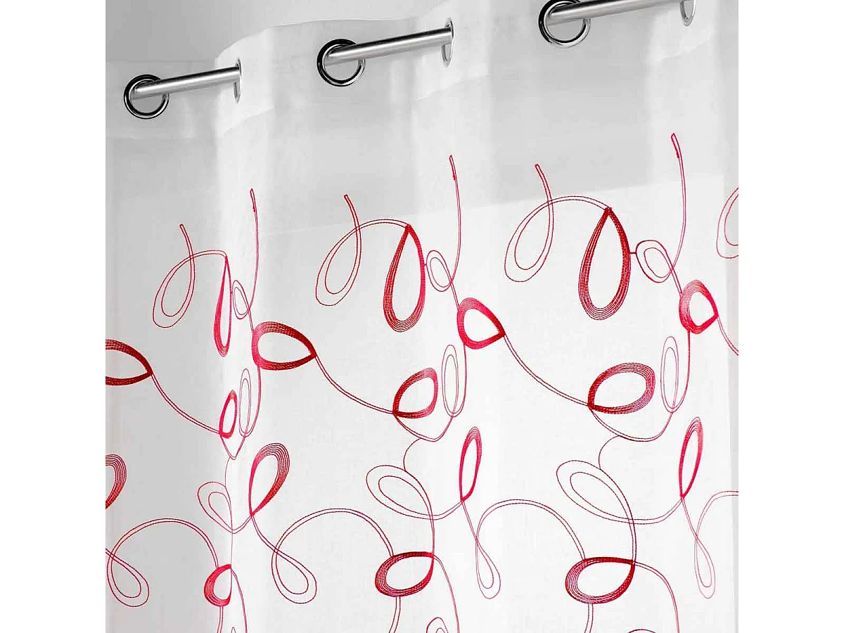 Rideau Voilage à Œillets "Hoops" 140x240cm Rouge