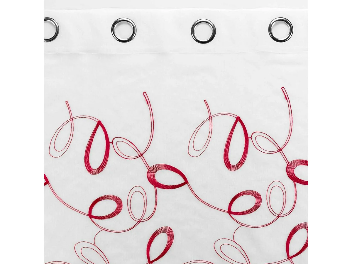 Rideau Voilage à Œillets "Hoops" 140x240cm Rouge