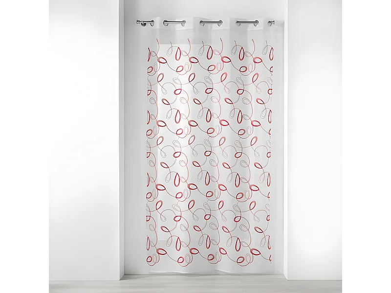 Rideau Voilage à Œillets "Hoops" 140x240cm Rouge