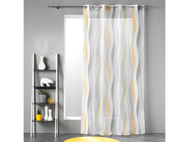 Rideau Voilage à Œillets "Ondulys" 140x240cm Jaune