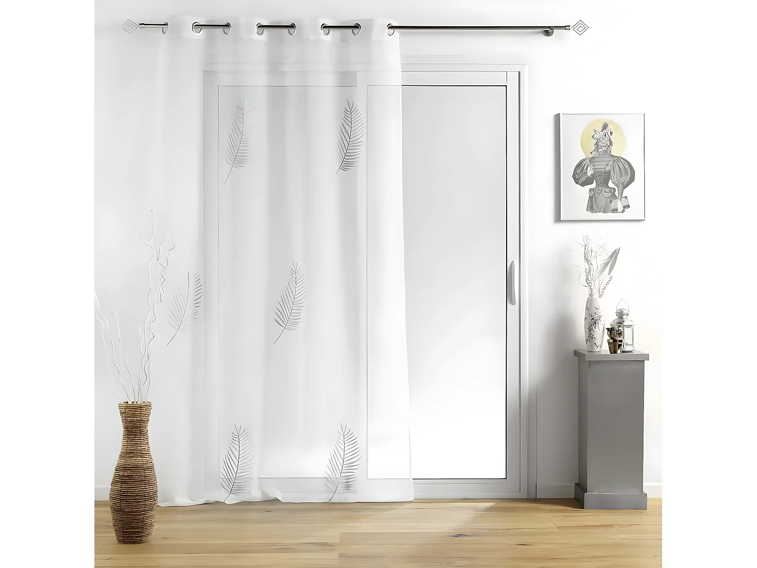 Rideau Voilage à Œillets "Palmeor" 140x240cm Argent