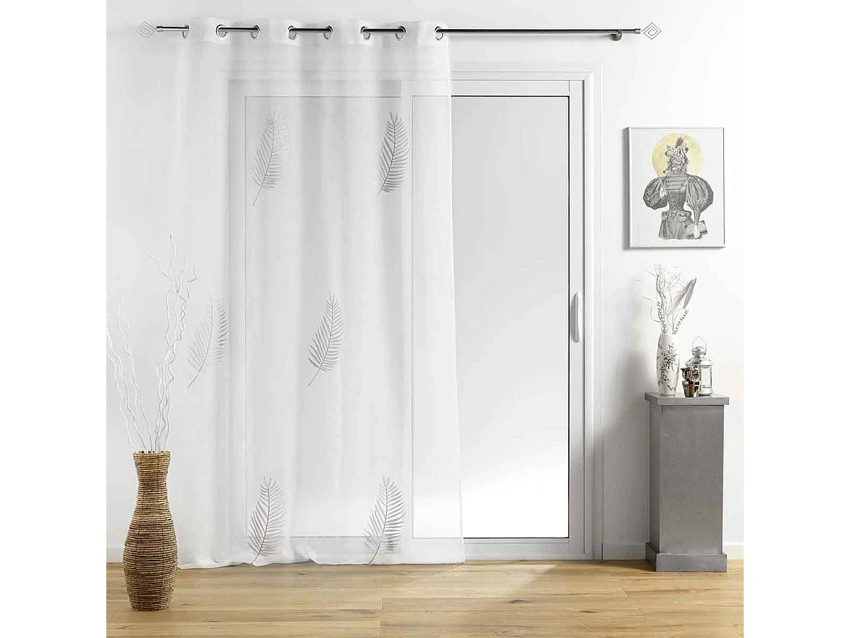 Rideau Voilage à Œillets "Palmeor" 140x240cm Argent