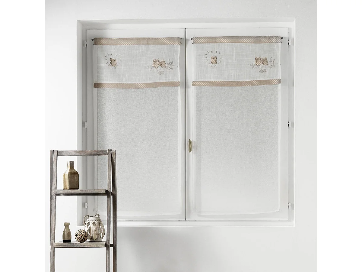 Paire de Voilages Brodés "Betty" 60x90cm Naturel