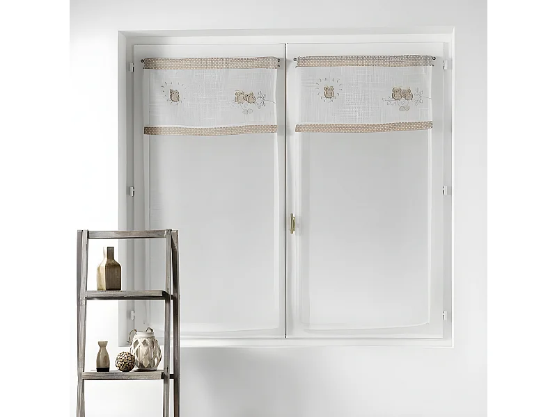 Paire de Voilages Brodés "Betty" 60x90cm Naturel