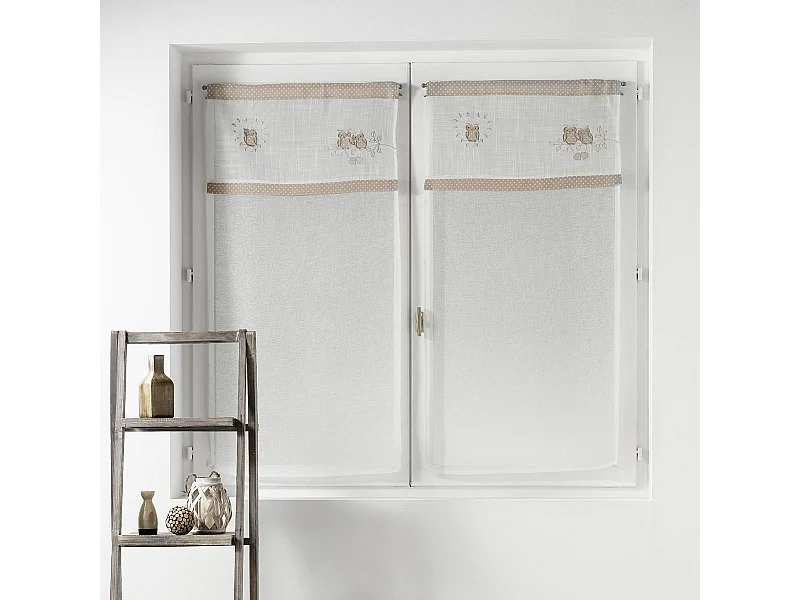 Paire de Voilages Brodés "Betty" 60x90cm Naturel