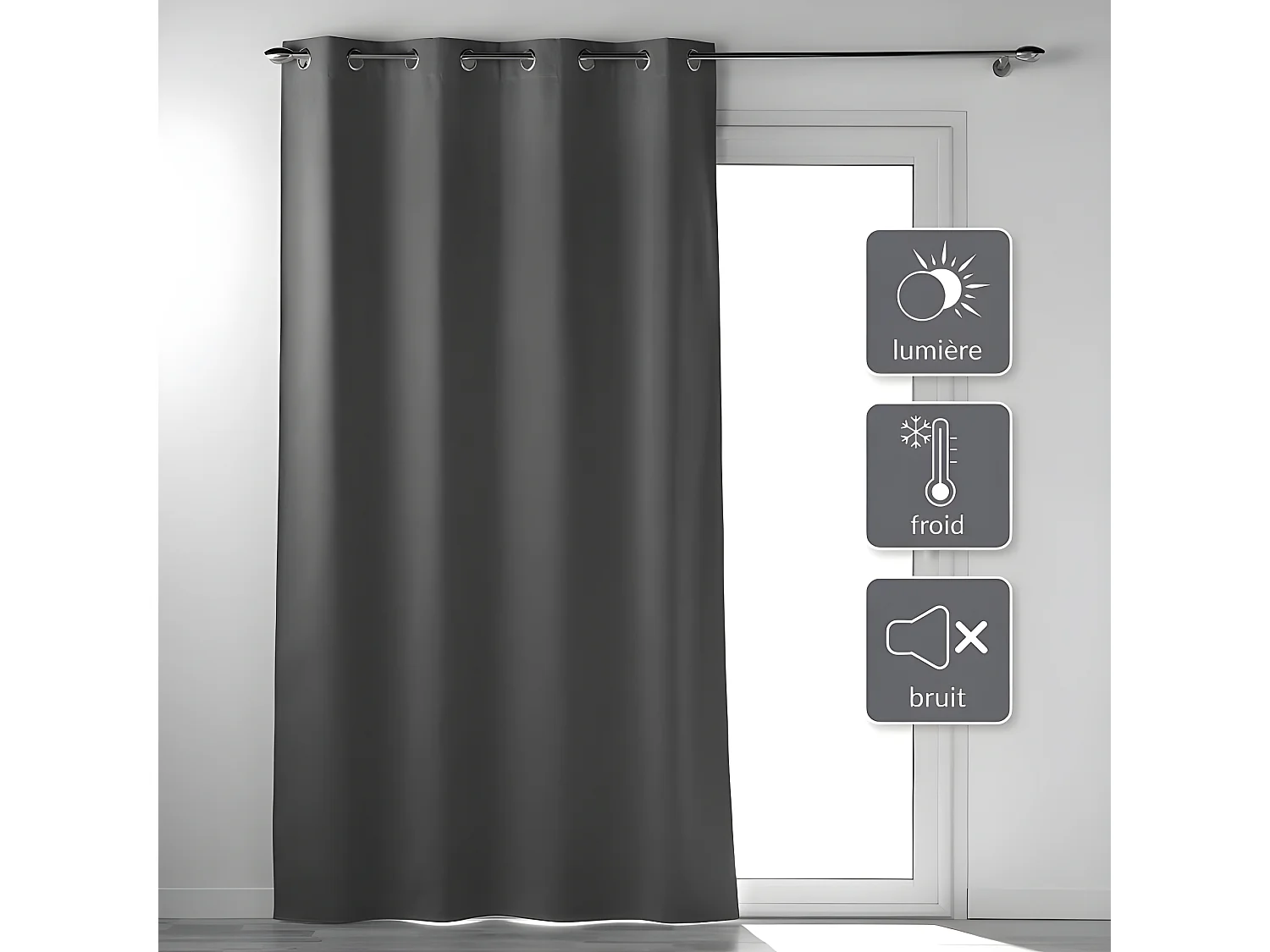 Rideau Occultant "Occultiss" 135x260cm Anthracite