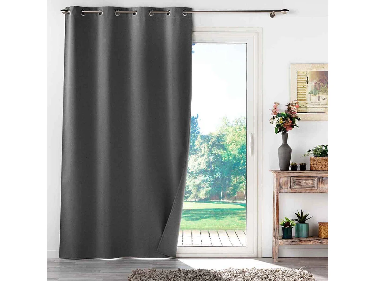 Rideau Occultant à Œillets "Occultiss" 135x260cm Anthracite