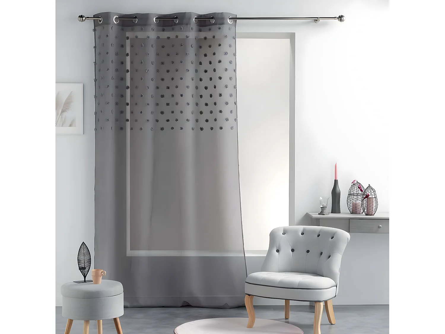 Rideau Voilage à Œillets "Mélusine" 140x240cm Anthracite