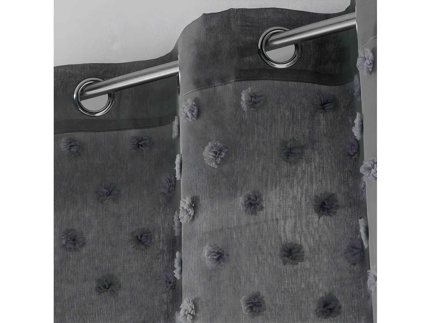 Rideau Voilage à Œillets "Mélusine" 140x240cm Anthracite