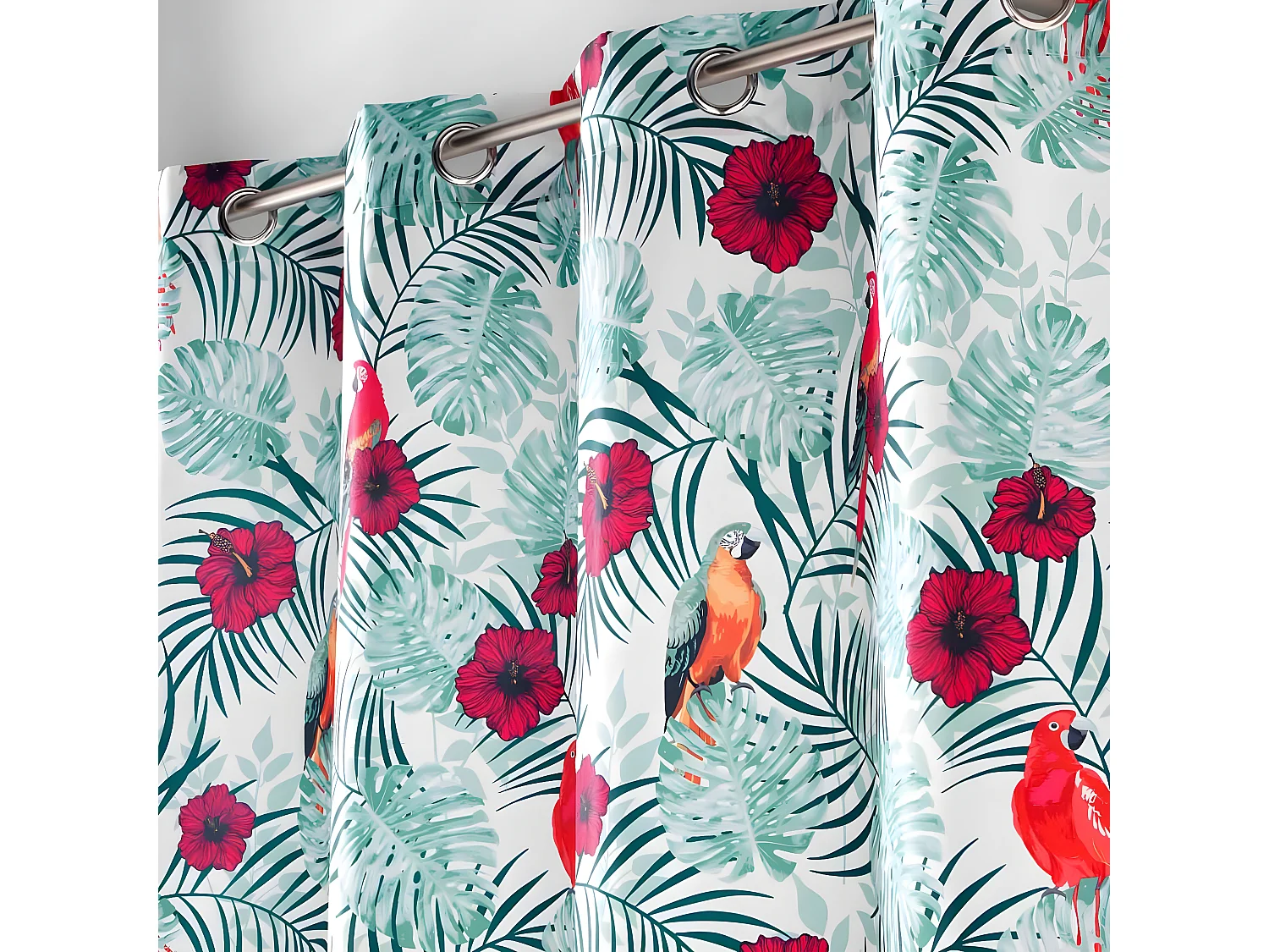 Rideau à Œillets Imprimé "Caracas" 140x260cm Blanc