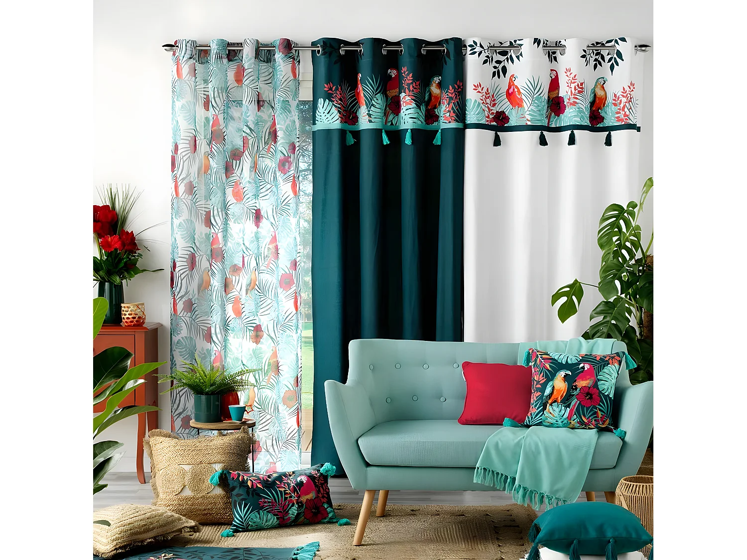 Rideau à Œillets Imprimé "Caracas" 140x260cm Blanc