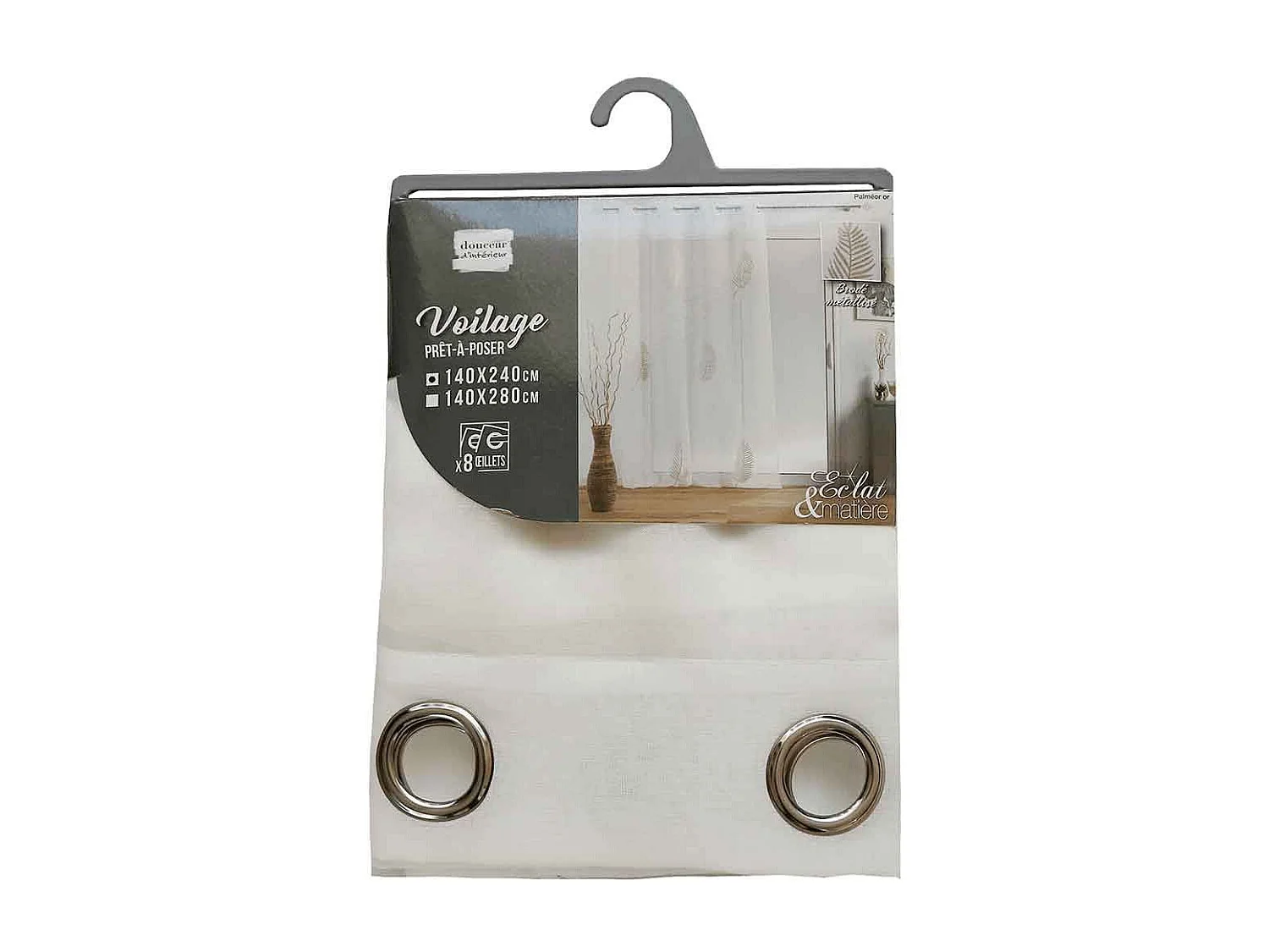 Rideau Voilage à Œillets "Palmeor" 140x240cm Or