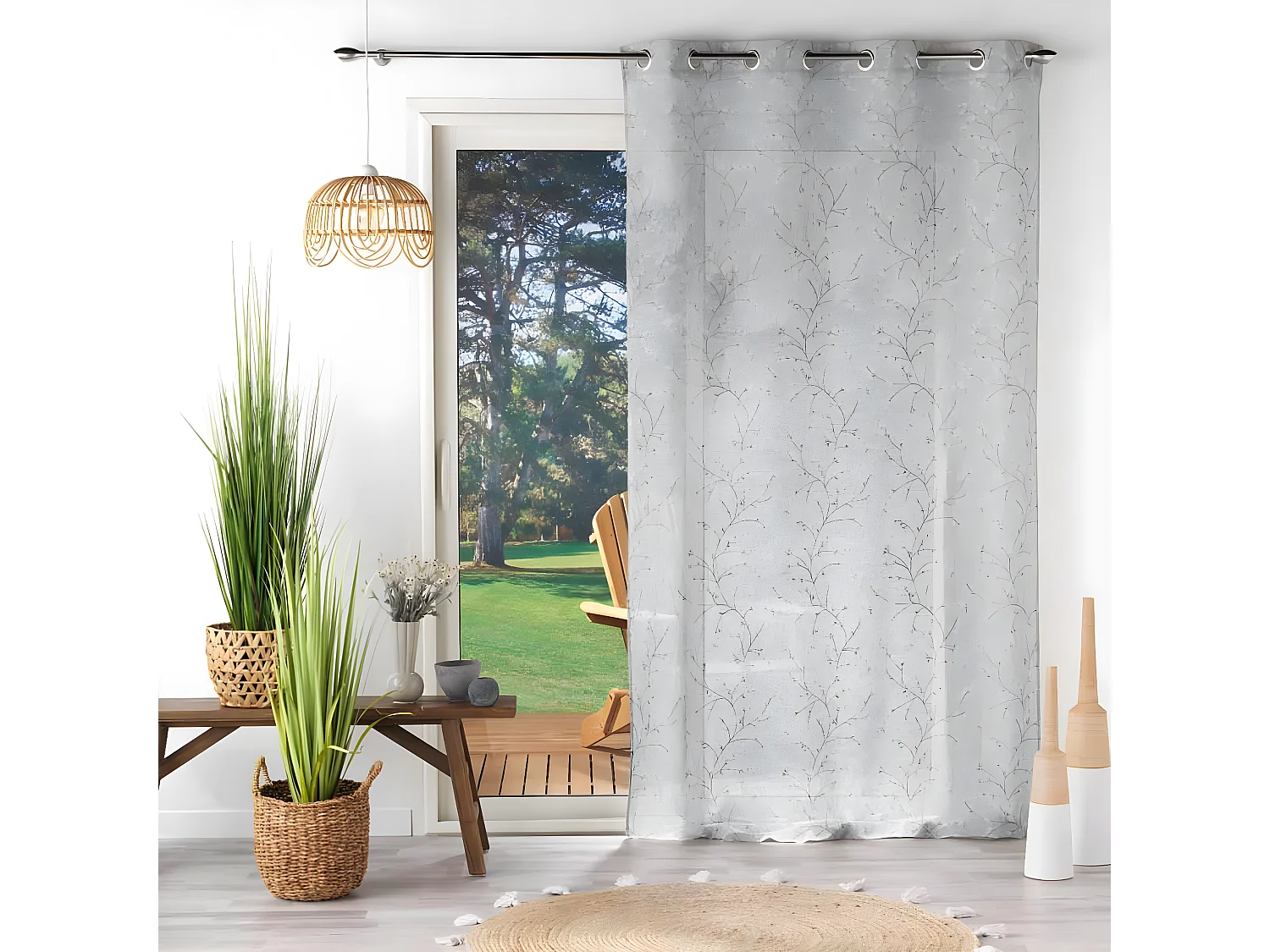 Rideau Voilage à Œillets "Salomé" 140x280cm Gris