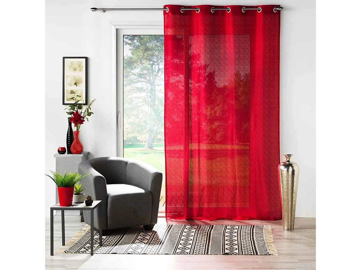 Rideau Voilage à Œillets "Castille" 140x240cm Rouge
