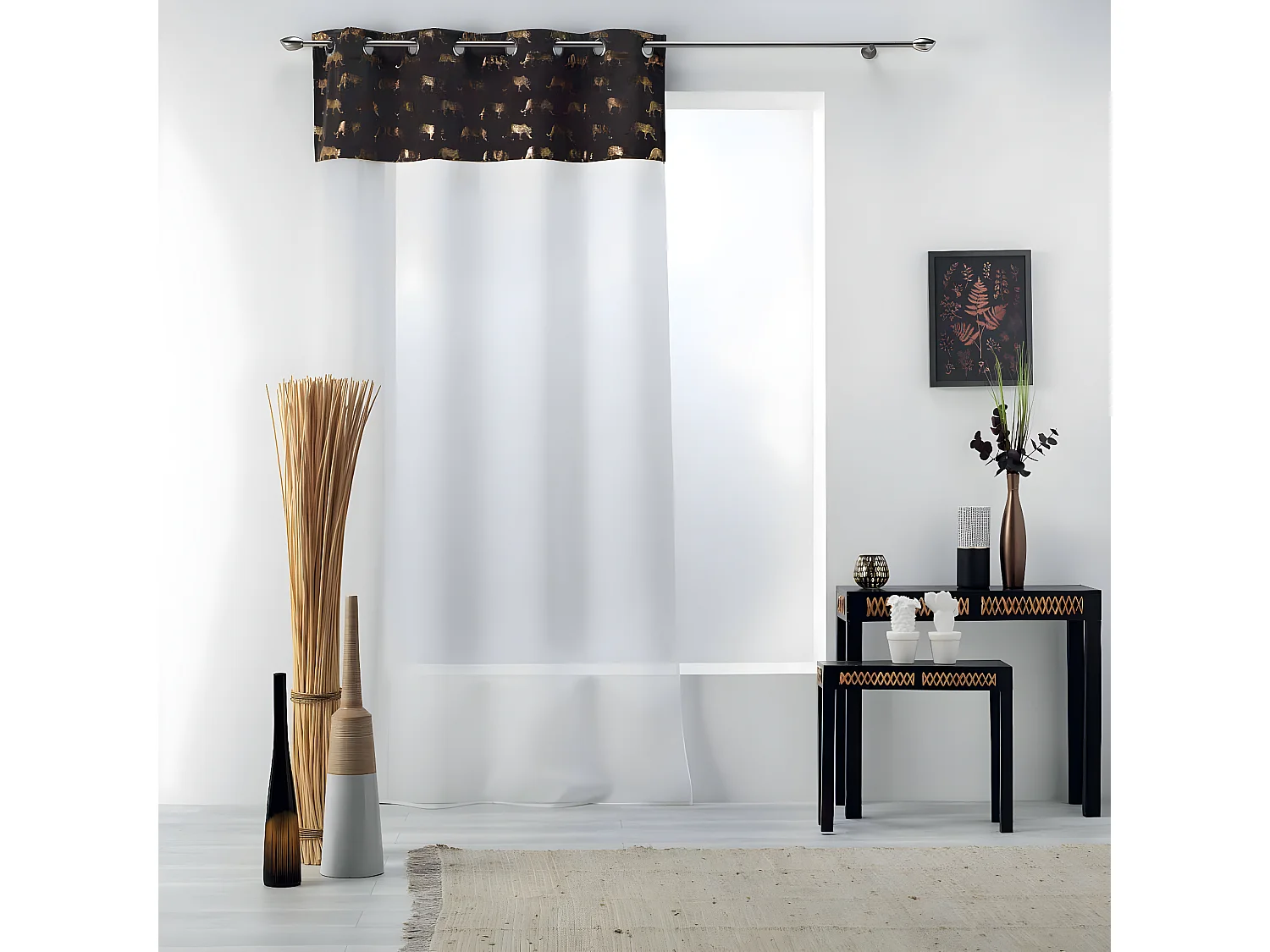 Rideau Voilage à Œillets "Tigalo" 140x240cm Blanc