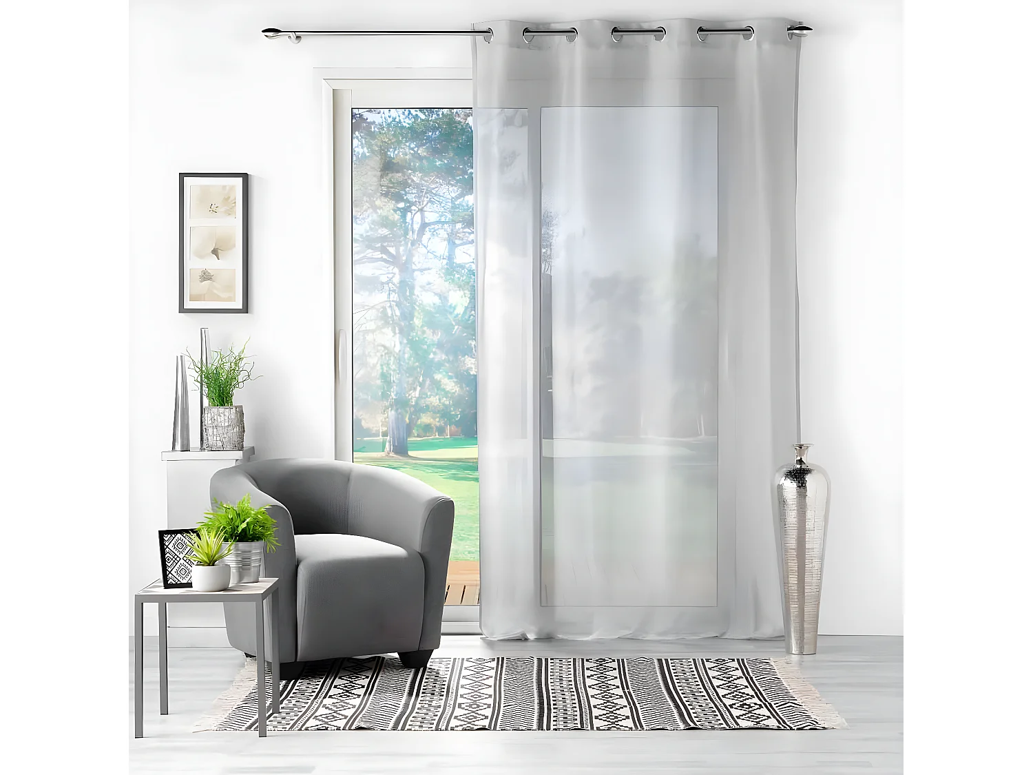 Rideau Voilage à Œillets "Castille" 140x240cm Gris