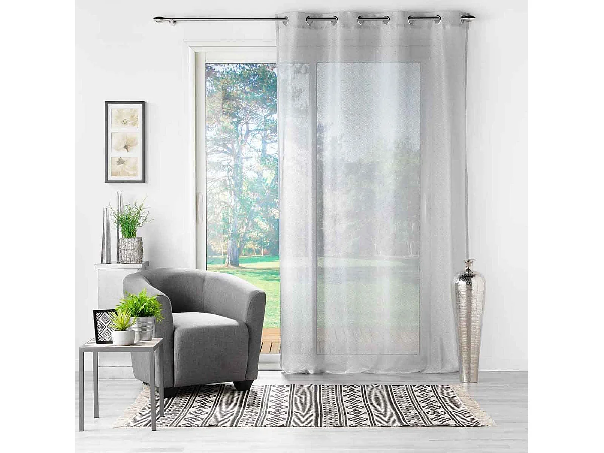 Rideau Voilage à Œillets "Castille" 140x240cm Gris