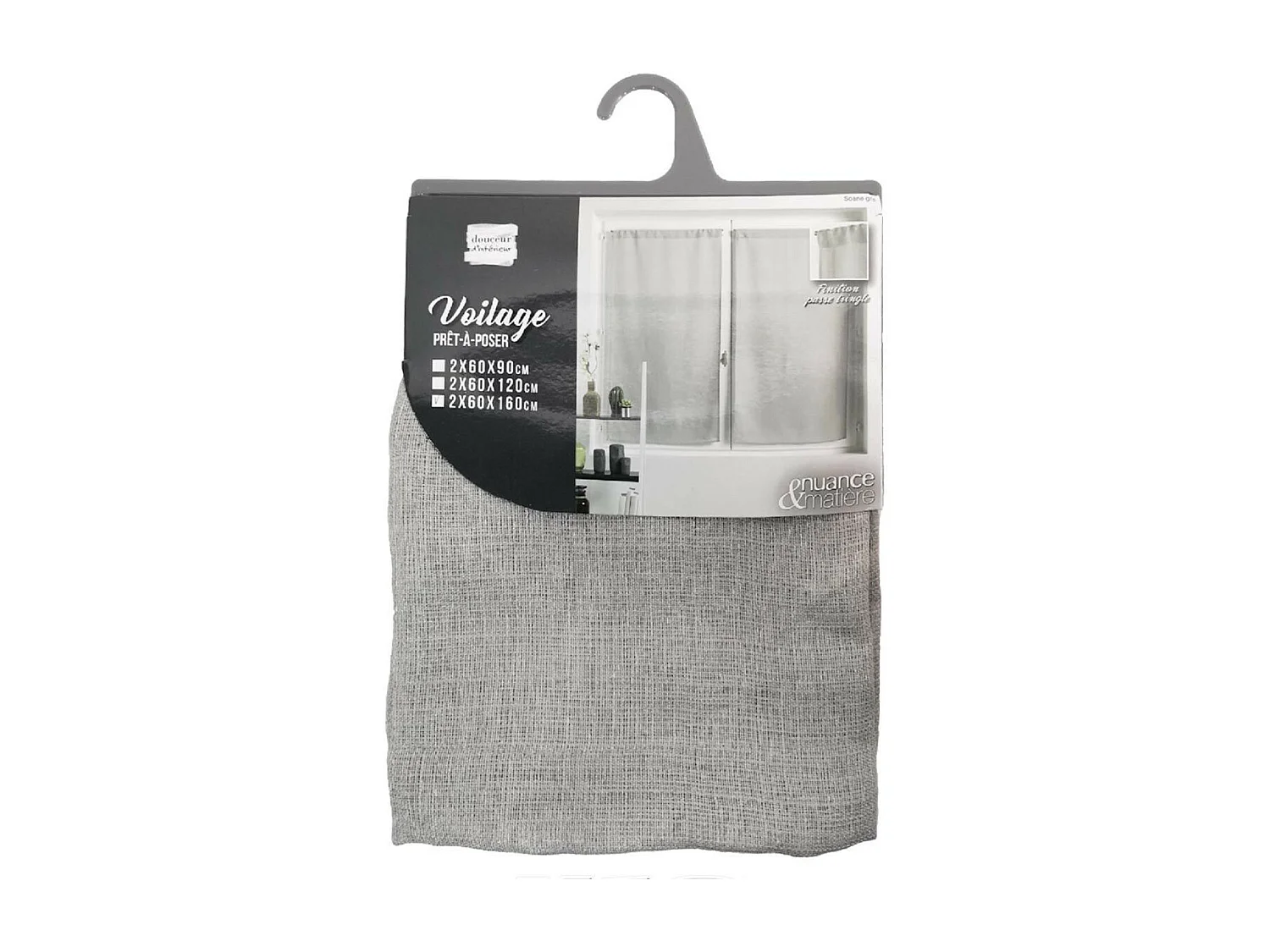 Paire de Voilages "Soane" 60x160cm Gris