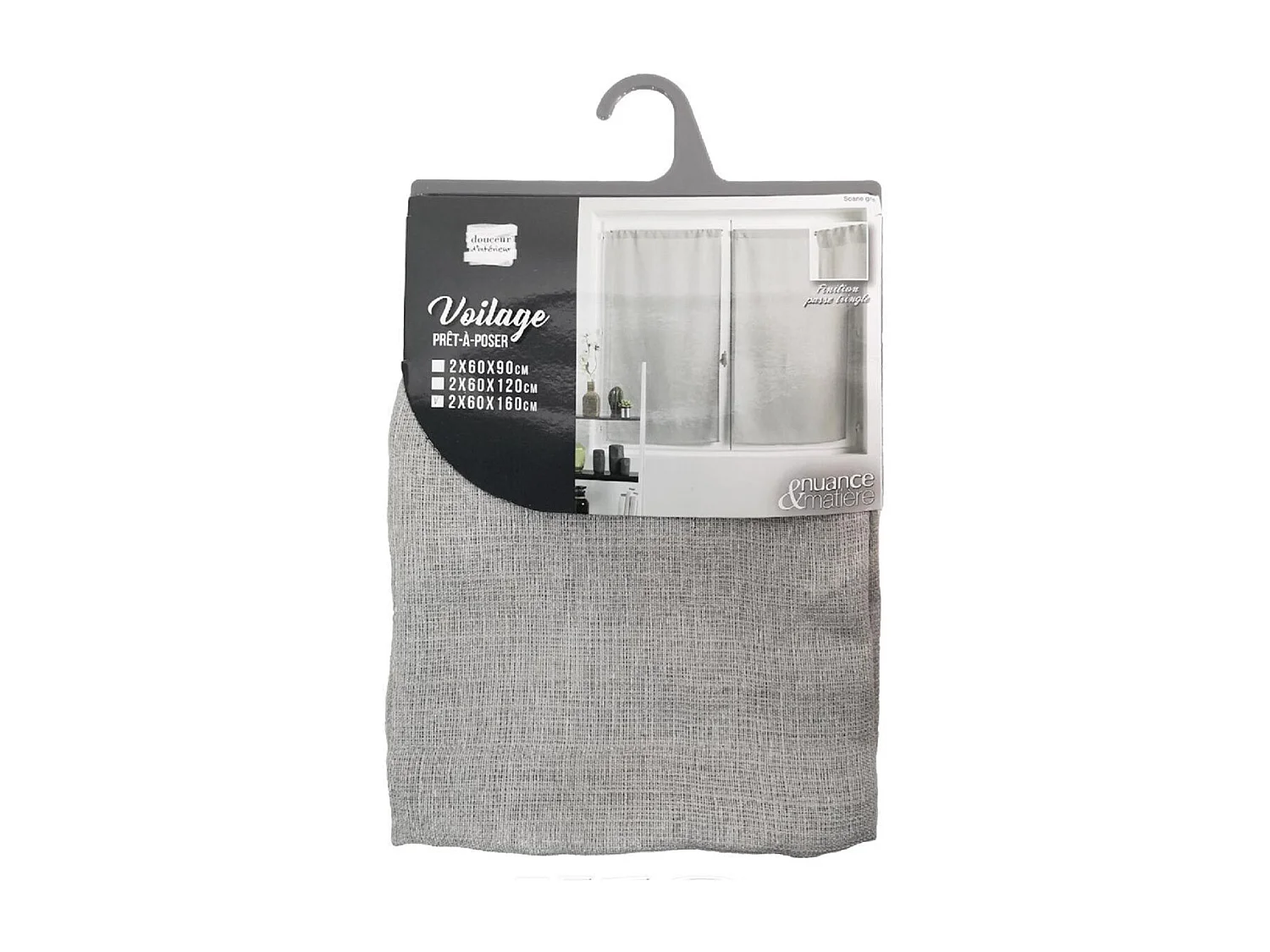 Paire de Voilages "Soane" 60x160cm Gris