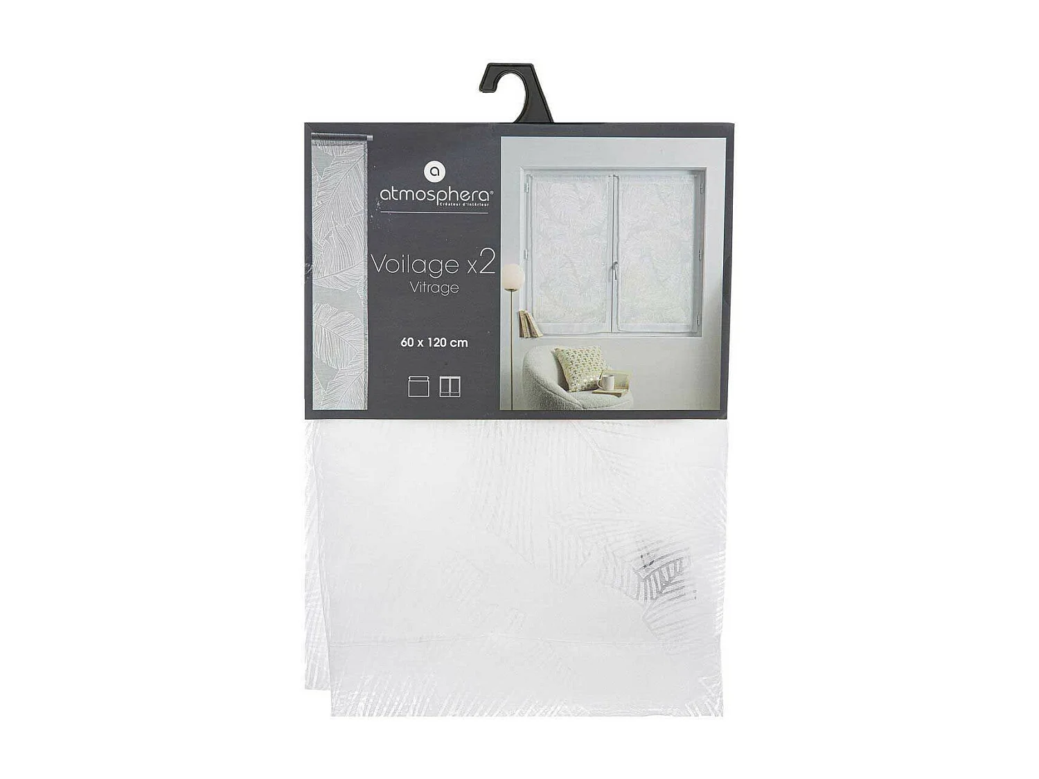 Paire de Voilages "Feuille" 60x160cm Blanc