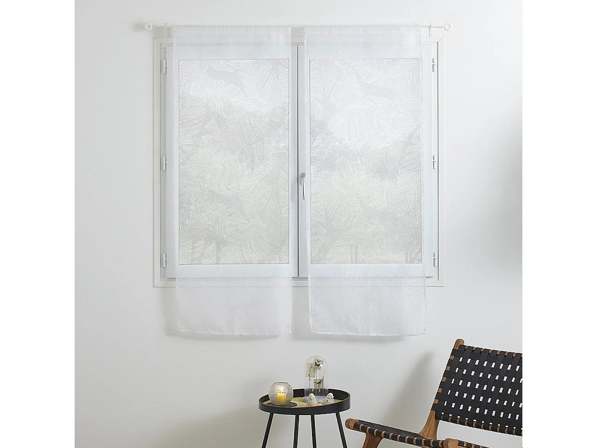 Paire de Voilages "Feuille" 60x160cm Blanc