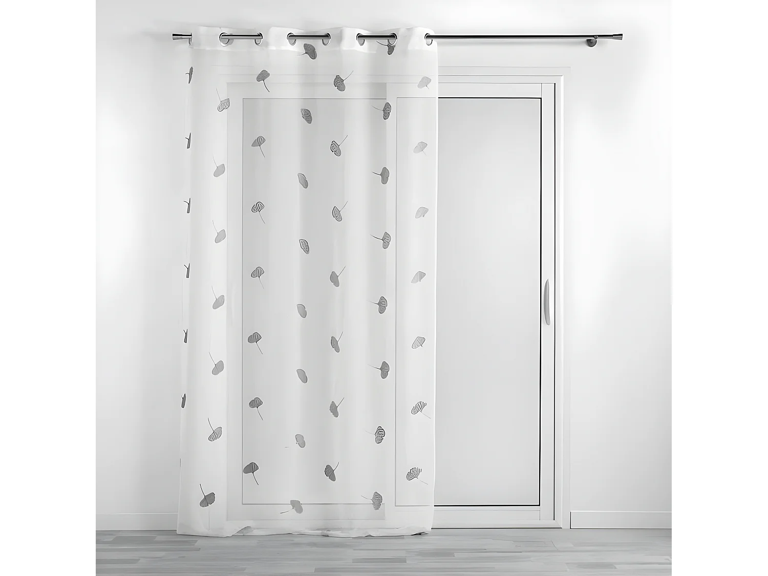 Rideau Voilage à Œillets "Ariella" 140x280cm Blanc & Gris