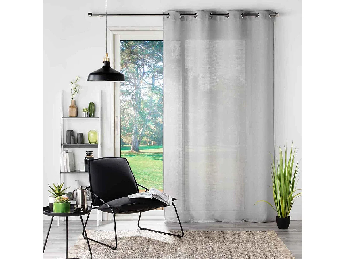Rideau Voilage à Œillets "Soane" 140x180cm Gris