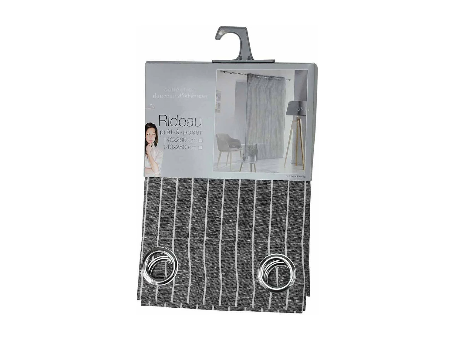 Rideau à Oeillets "Sofiane" 140x260cm Anthracite