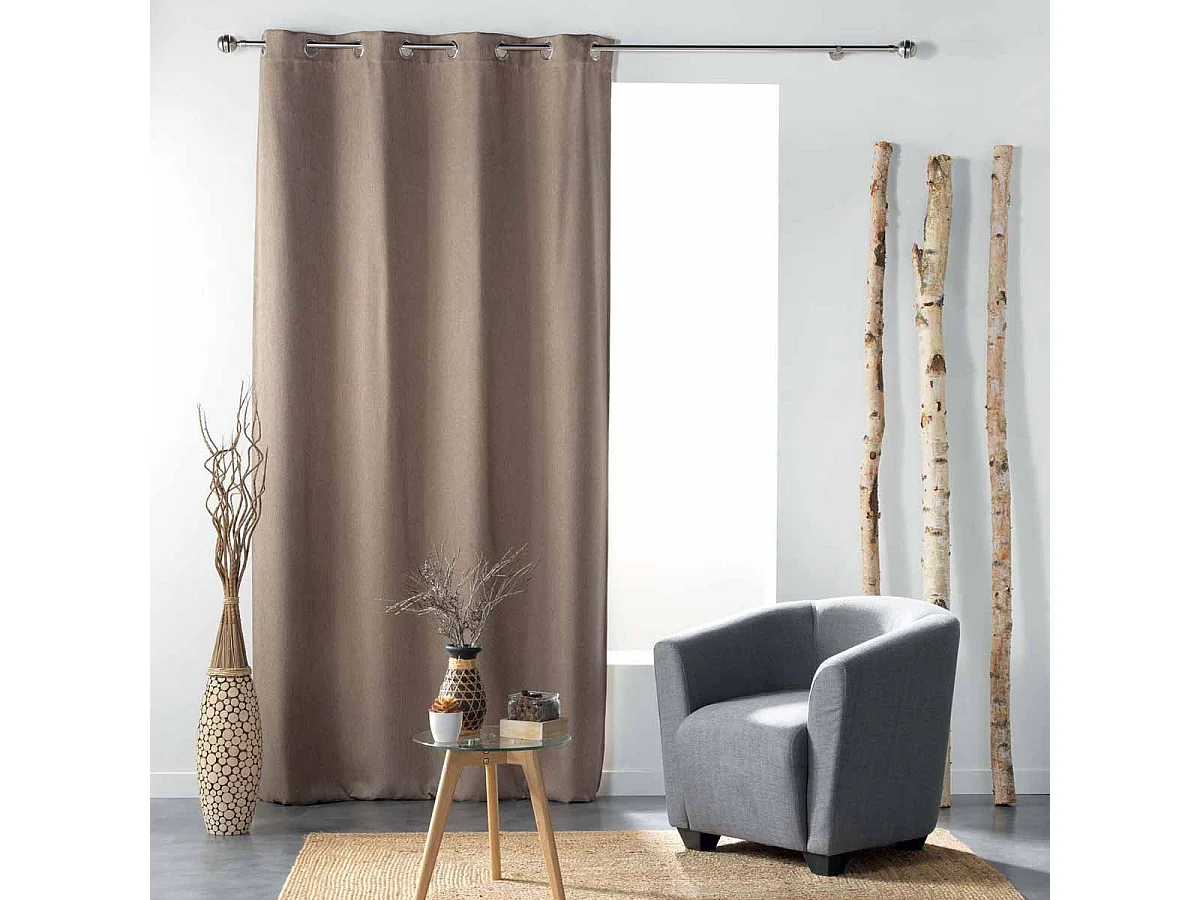 Rideau Occultant Tissé "Tramina" 135x240cm Noisette