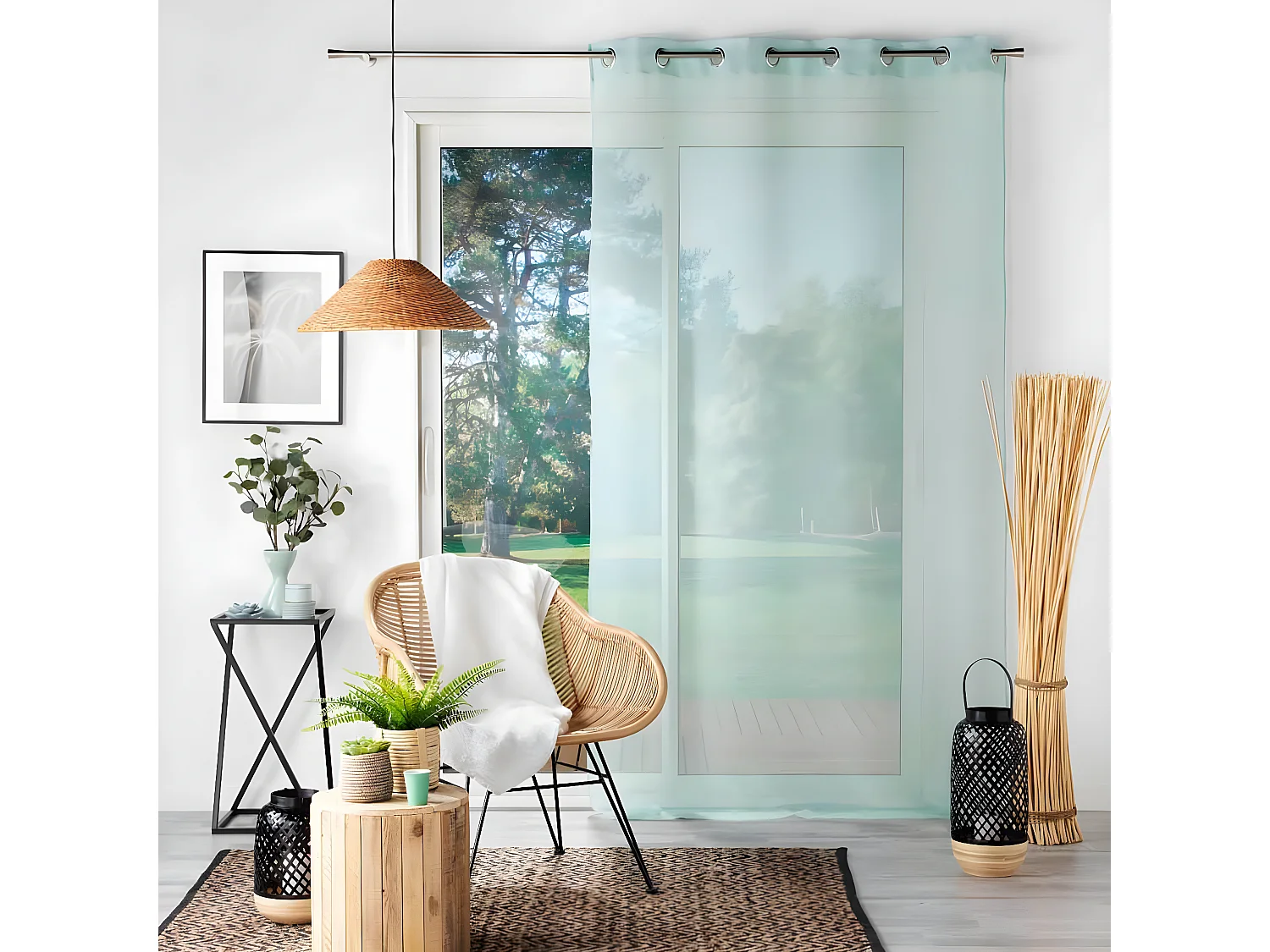 Rideau Voilage à Œillets "Sandra" 140x280cm Menthe