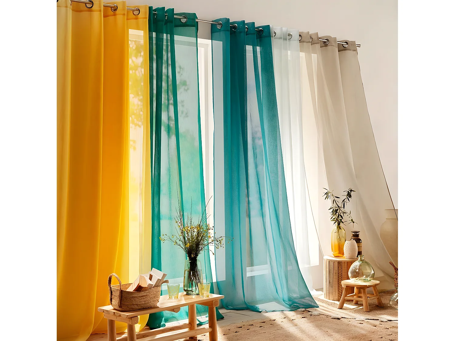 Rideau Voilage à Œillets "Sandra" 140x280cm Menthe