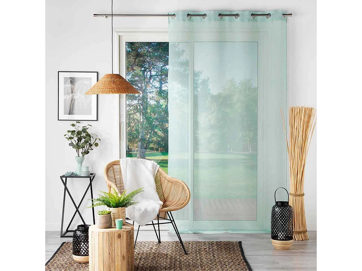 Rideau Voilage à Œillets "Sandra" 140x280cm Menthe